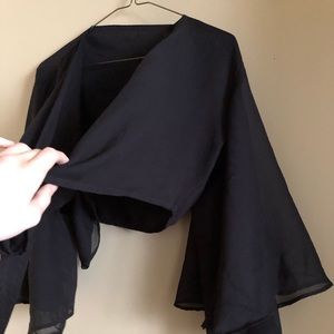 See through crop top long sleeve